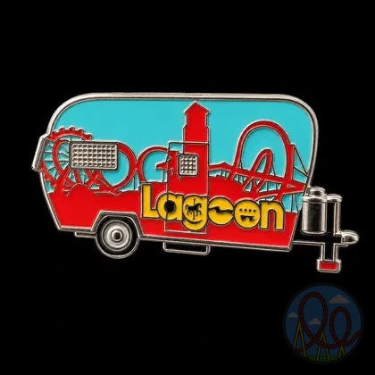 Lagoon – Retro Camper and Coaster Skyline (Red & Turquoise)
