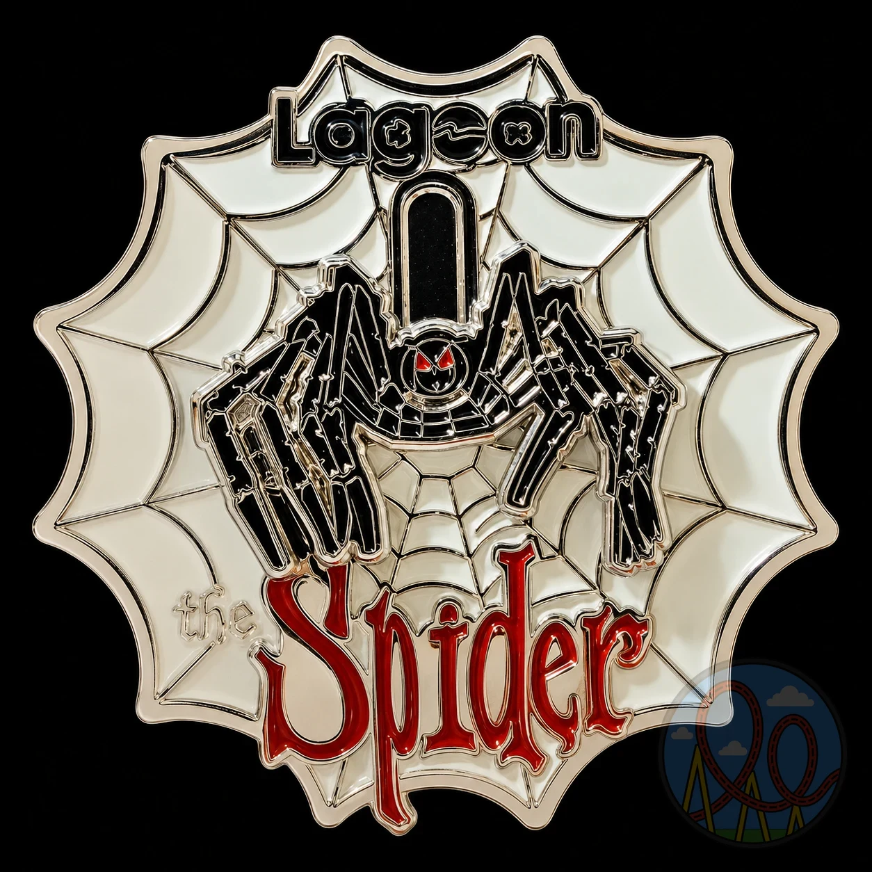 Spider Web amusement park pin