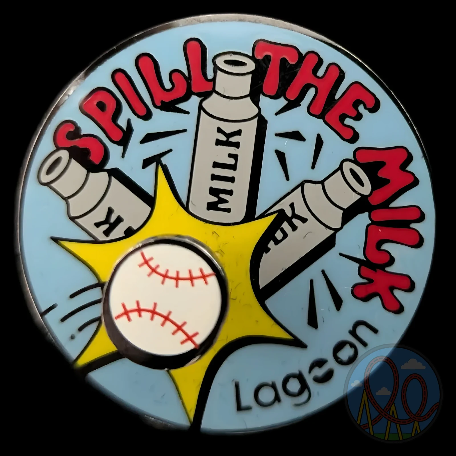 Spill The Milk amusement park pin
