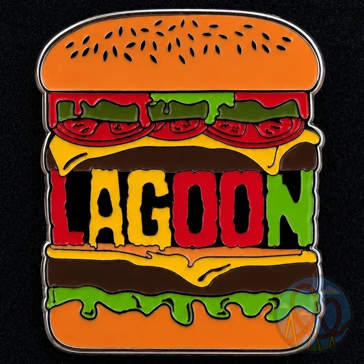Burger amusement park pin