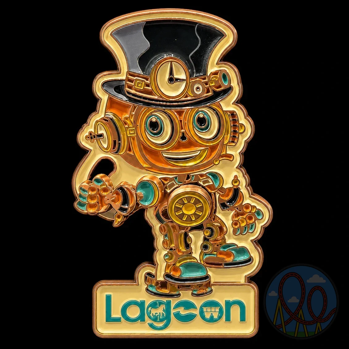 Lagoon – Steampunk Robot amusement park pin