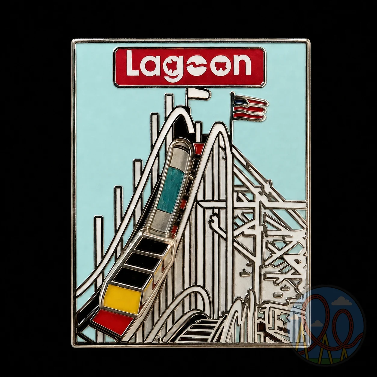 Lagoon – Wooden Coaster Moving Train amusement park pin
