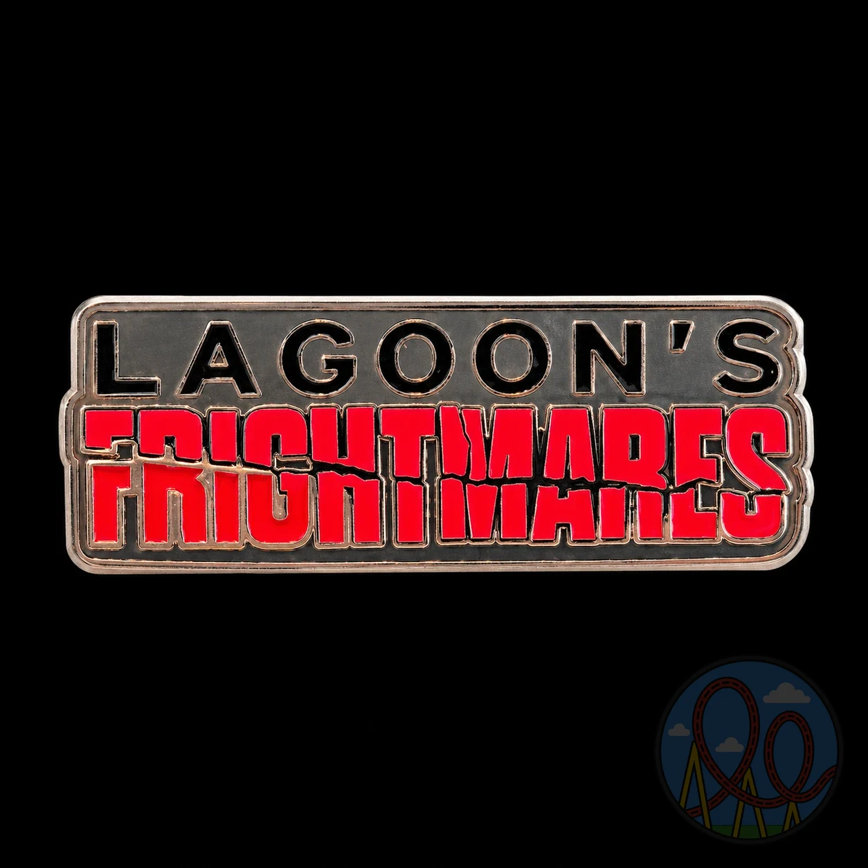 Lagoon’s Frightmares – Layered Red Logo amusement park pin