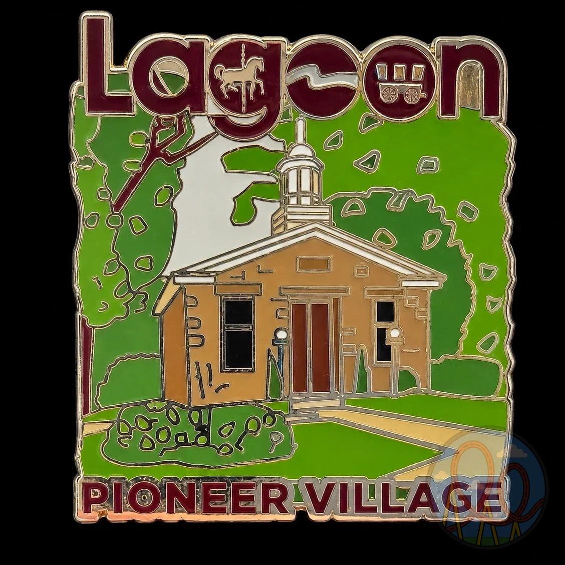Lagoon – Pioneer Village Building amusement park pin