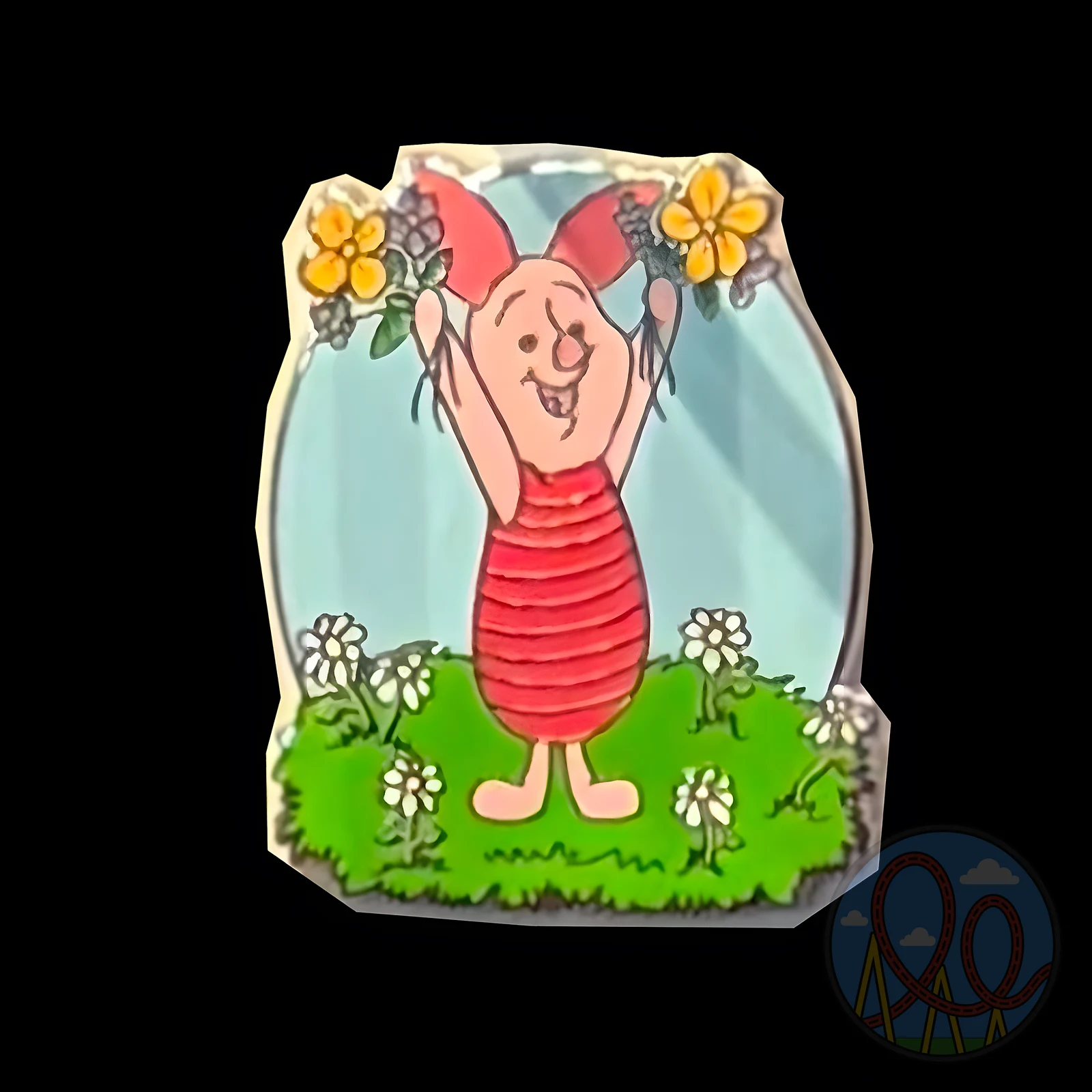 Piglet with Flowers amusement park pin