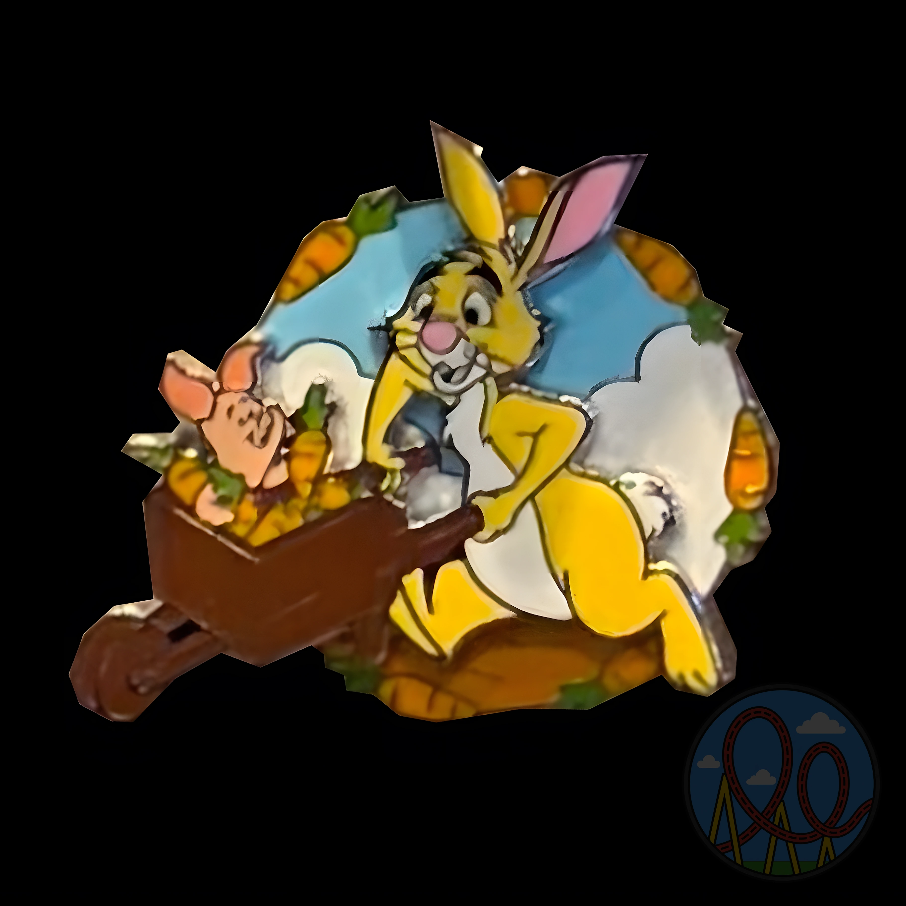 Rabbit and Piglet with Wheelbarrow