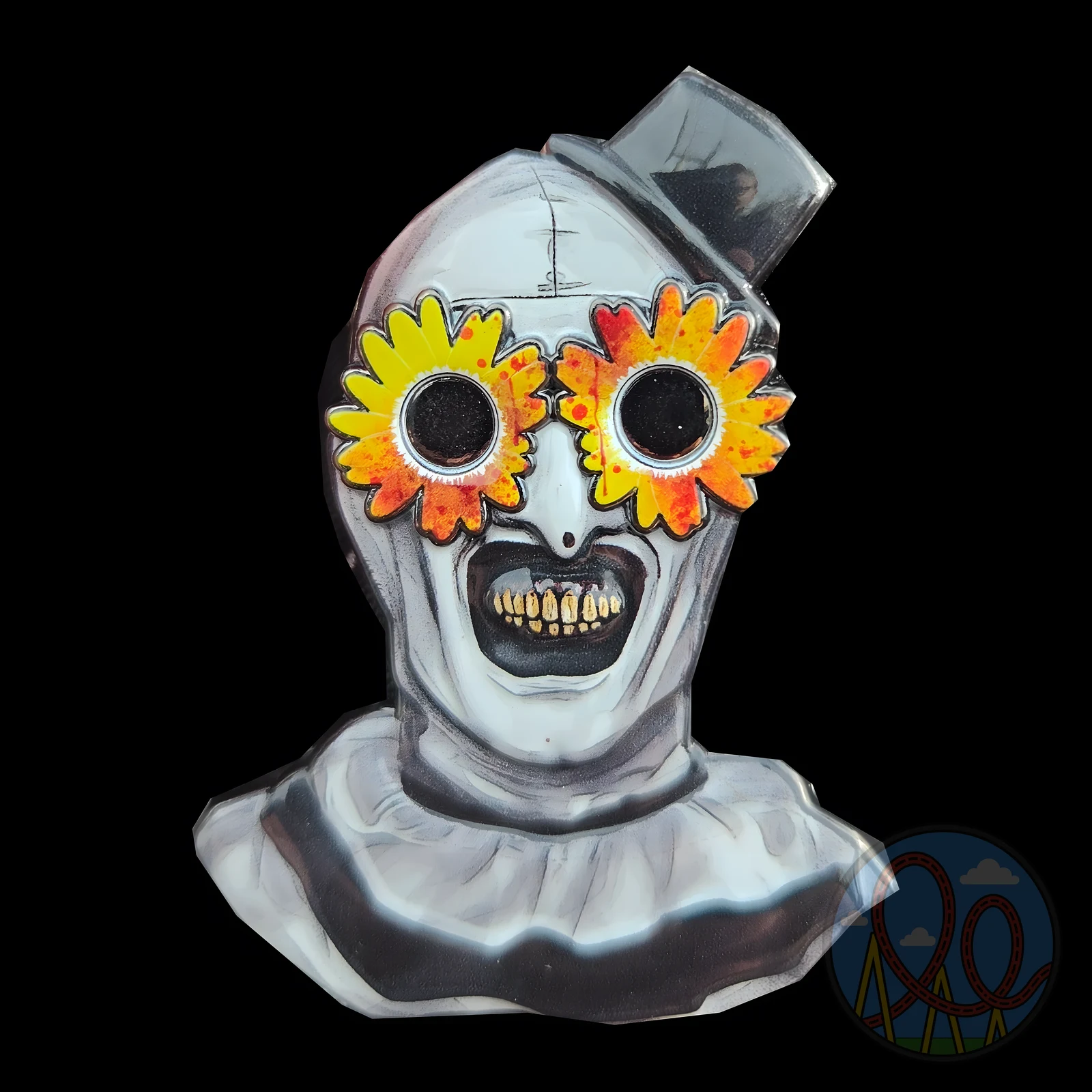 Art the Clown Sunflower Glasses amusement park pin