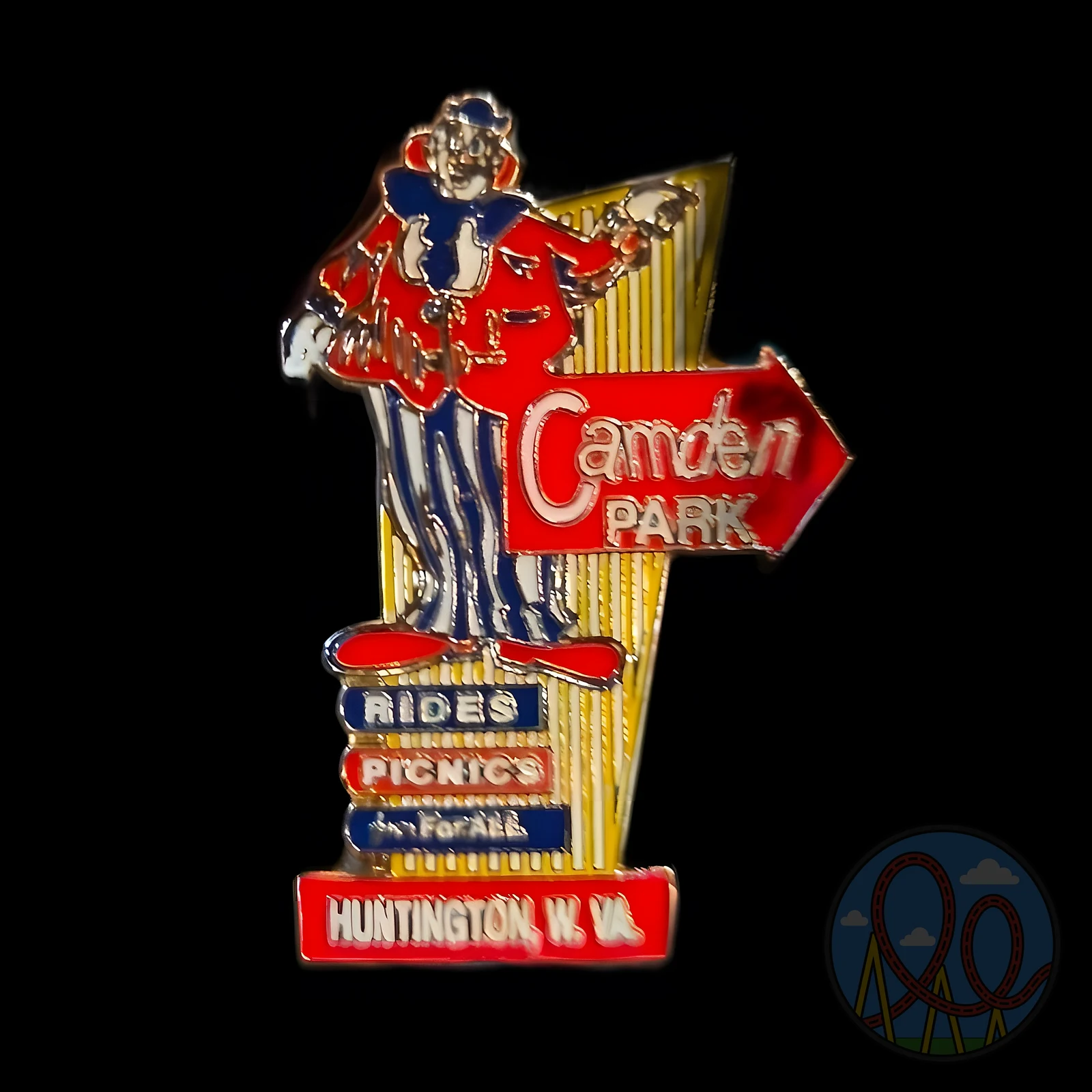 Camden Park Happy Clown Sign Pin amusement park pin