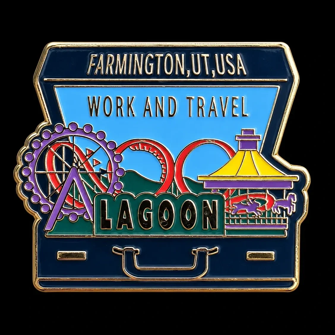 Lagoon Work and Travel Suitcase amusement park pin