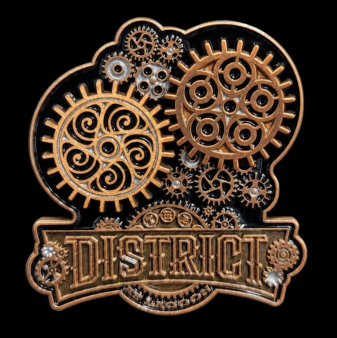 The District – Interlocking Gears amusement park pin