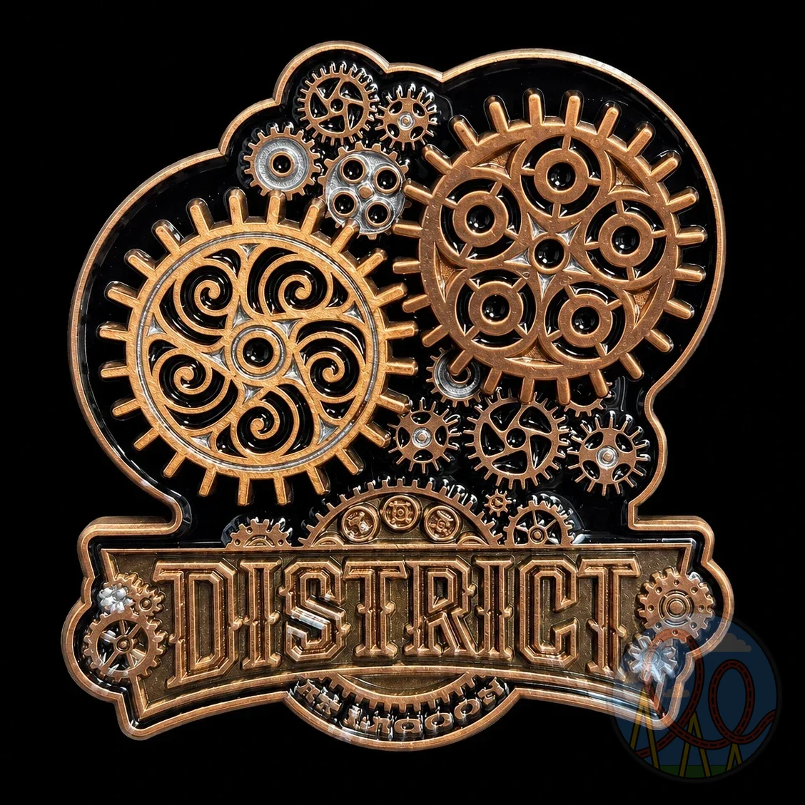 The District – Interlocking Gears amusement park pin
