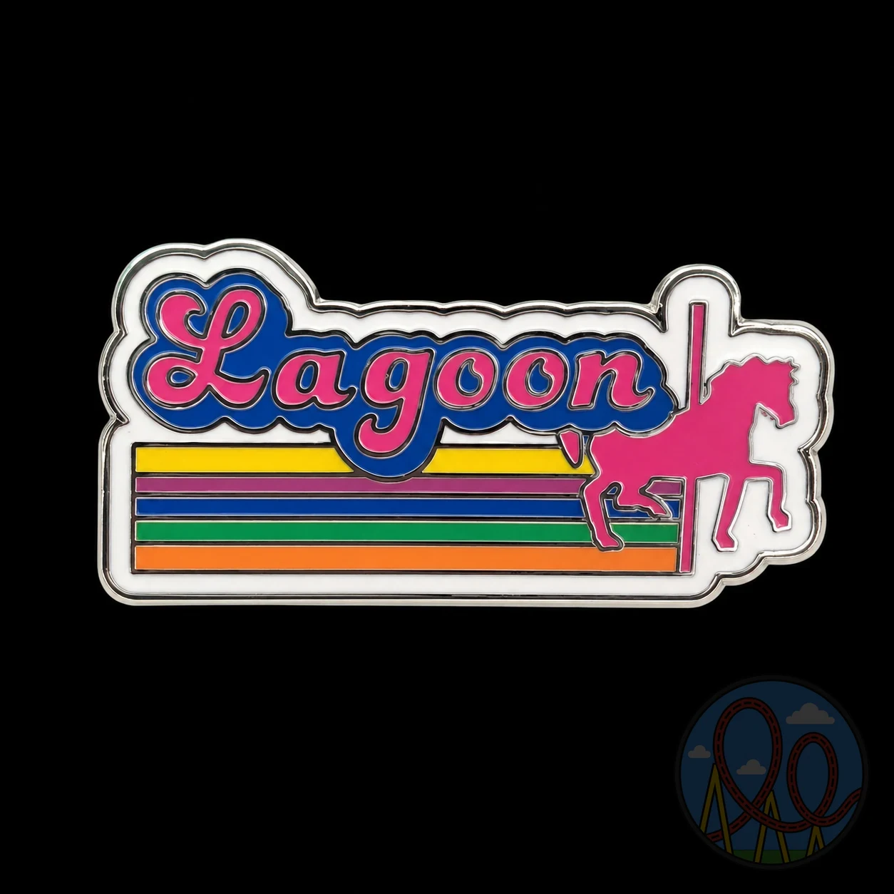 Lagoon – Retro Script Horse amusement park pin