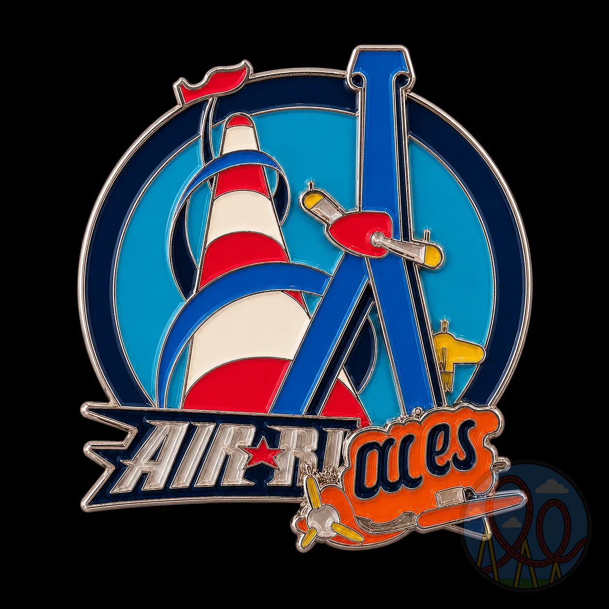 Air Race (Orange Spinning Arm) amusement park pin